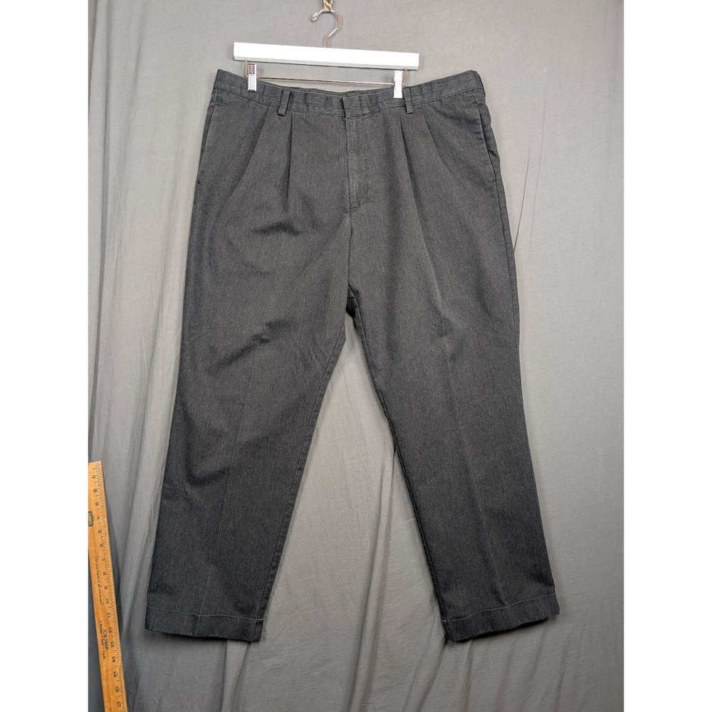 Dockers Signature Dark Gray Straight-Fit Flat Front Gray Men's 42 x 32